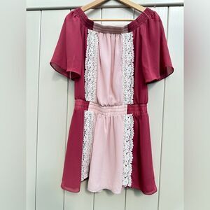 Tularosa 2017 revolve Marietta dress in dusted berry & nude crochet Sz S